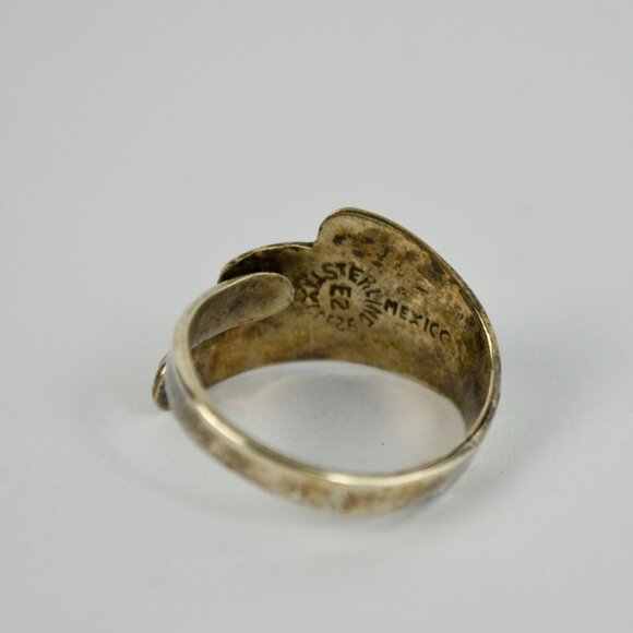 Mexico Sterling E2 925 Silver Abalone Shell Ring Adjustable - Picture 3 of 6